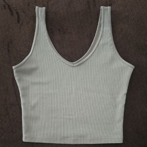 Hollister Sage Ribbed V-Neck Crop Tank